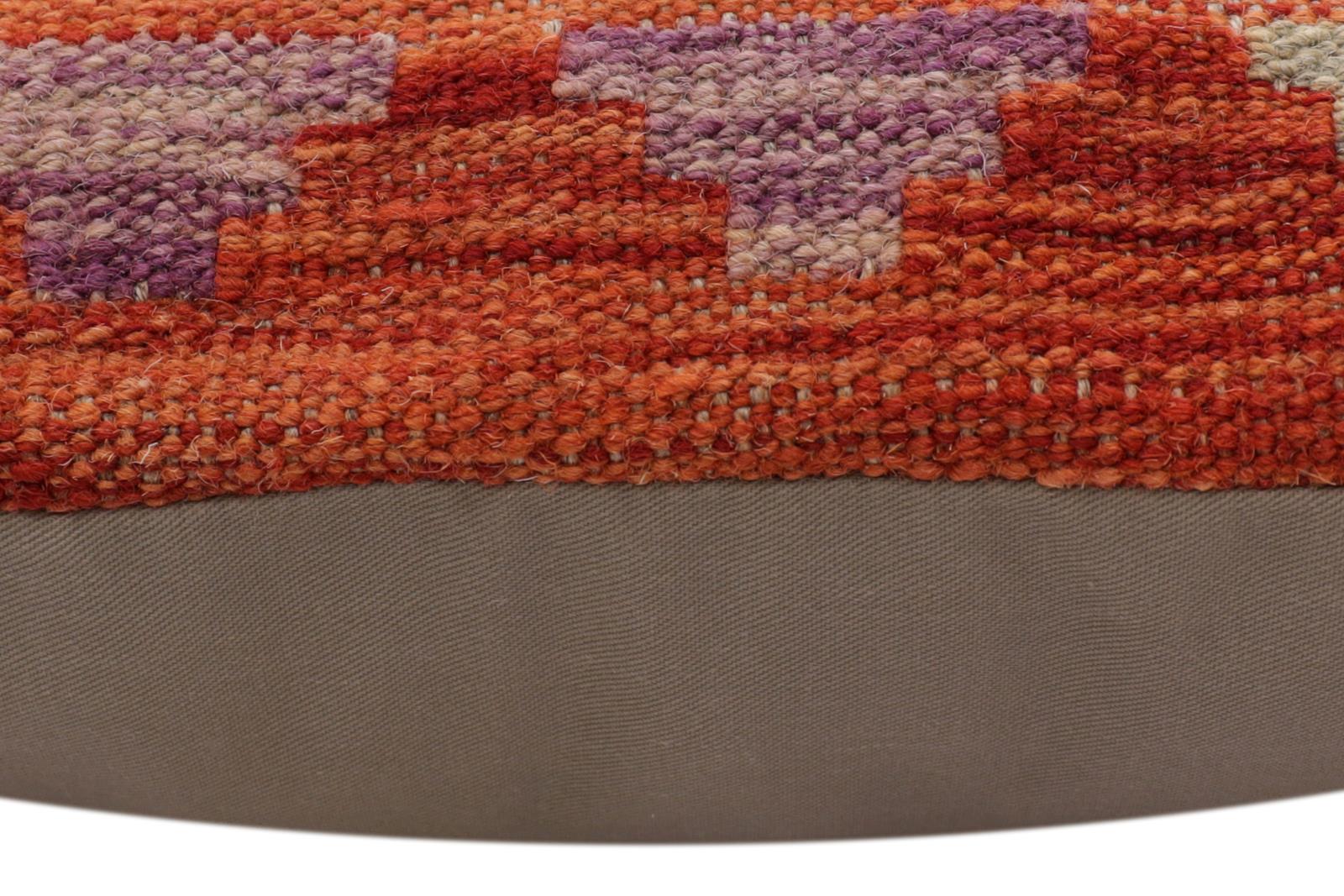 handmade Traditional Pillow Rust Blue Hand-Woven SQUARE 100% WOOL Hand woven turkish pillow2' x 2'