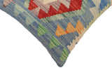 handmade Traditional Pillow Blue Red Hand-Woven SQUARE 100% WOOL Hand woven turkish pillow2' x 2'