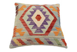 handmade Traditional Pillow Blue Red Hand-Woven SQUARE 100% WOOL Hand woven turkish pillow2' x 2'