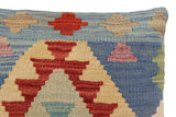 handmade Traditional Pillow Blue Red Hand-Woven SQUARE 100% WOOL Hand woven turkish pillow2' x 2'