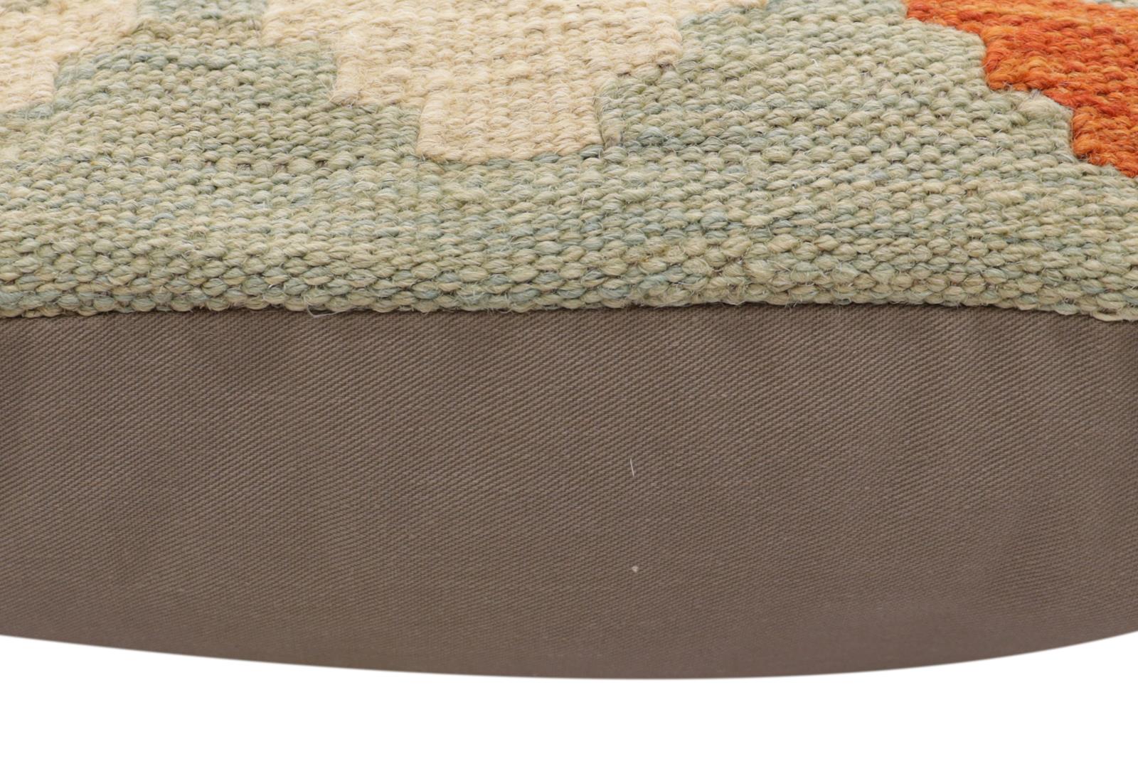 handmade Traditional Pillow Blue Rust Hand-Woven SQUARE 100% WOOL Hand woven turkish pillow2' x 2'