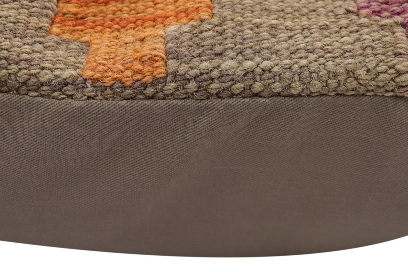 handmade Traditional Pillow Blue Rust Hand-Woven SQUARE 100% WOOL Hand woven turkish pillow2' x 2'