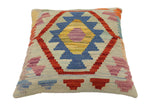 handmade Traditional Pillow Blue Rust Hand-Woven SQUARE 100% WOOL Hand woven turkish pillow2' x 2'
