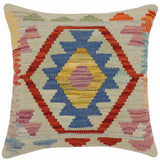 handmade Traditional Pillow Blue Rust Hand-Woven SQUARE 100% WOOL Hand woven turkish pillow2' x 2'