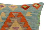 handmade Traditional Pillow Blue Rust Hand-Woven SQUARE 100% WOOL Hand woven turkish pillow2' x 2'