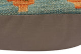 handmade Traditional Pillow Blue Rust Hand-Woven SQUARE 100% WOOL Hand woven turkish pillow2' x 2'