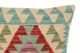 handmade Traditional Pillow Beige Blue Hand-Woven SQUARE 100% WOOL Hand woven turkish pillow2' x 2'
