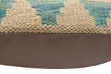 handmade Traditional Pillow Beige Blue Hand-Woven SQUARE 100% WOOL Hand woven turkish pillow2' x 2'