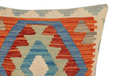 handmade Traditional Pillow Rust Blue Hand-Woven SQUARE 100% WOOL Hand woven turkish pillow2' x 2'