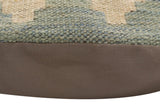 handmade Traditional Pillow Rust Blue Hand-Woven SQUARE 100% WOOL Hand woven turkish pillow2' x 2'