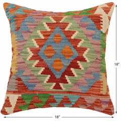 handmade Traditional Pillow Rust Blue Hand-Woven SQUARE 100% WOOL Hand woven turkish pillow2' x 2'
