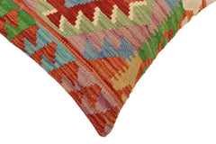 handmade Traditional Pillow Rust Blue Hand-Woven SQUARE 100% WOOL Hand woven turkish pillow2' x 2'
