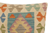 handmade Traditional Pillow Beige Blue Hand-Woven SQUARE 100% WOOL Hand woven turkish pillow2' x 2'
