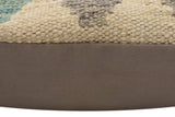 handmade Traditional Pillow Beige Blue Hand-Woven SQUARE 100% WOOL Hand woven turkish pillow2' x 2'