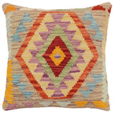 handmade Traditional Pillow Red Blue Hand-Woven SQUARE 100% WOOL Hand woven turkish pillow2' x 2'