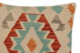 handmade Traditional Pillow Beige Rust Hand-Woven SQUARE 100% WOOL Hand woven turkish pillow2' x 2'