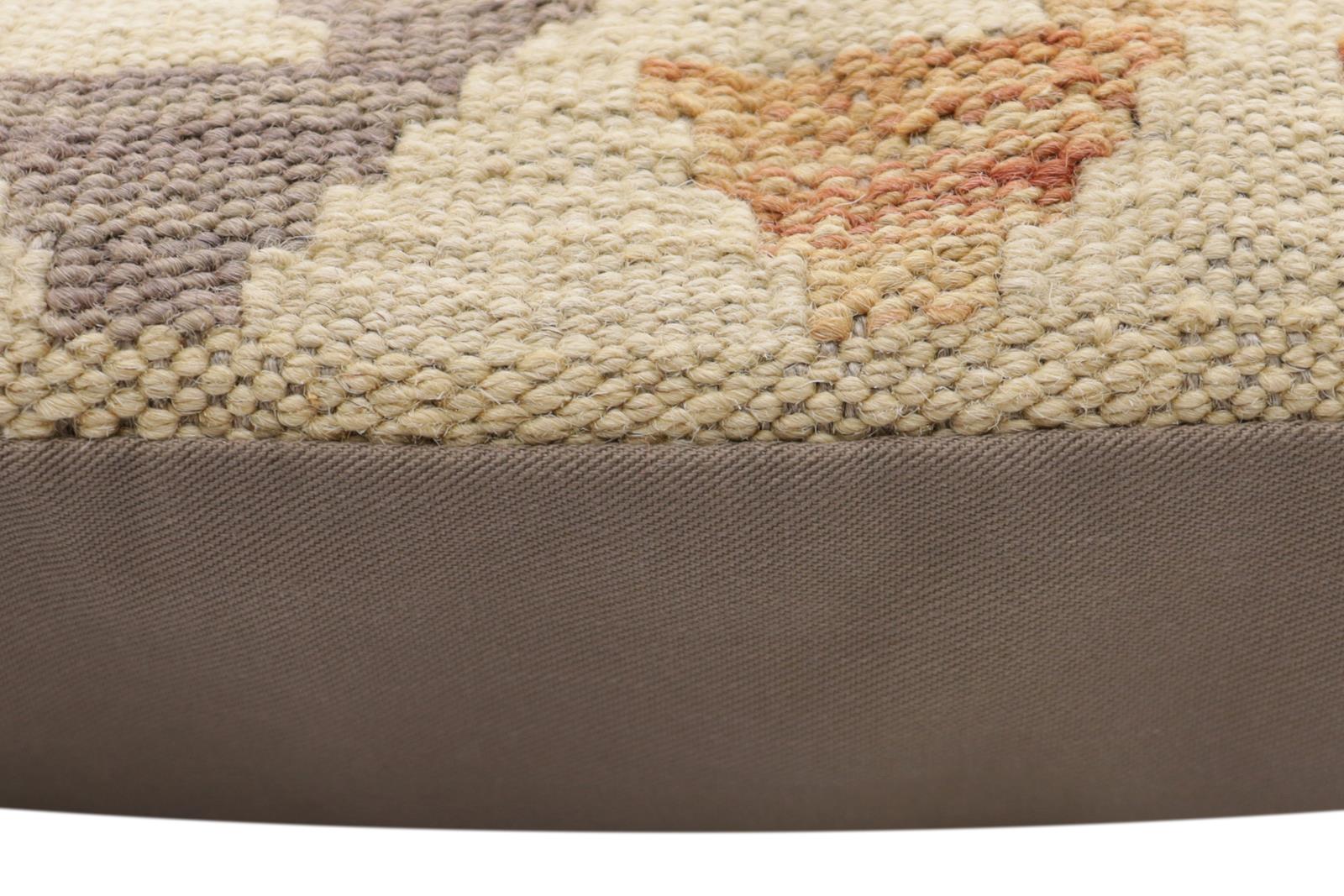 handmade Traditional Pillow Beige Blue Hand-Woven SQUARE 100% WOOL Hand woven turkish pillow2' x 2'