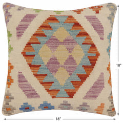 handmade Traditional Pillow Beige Rust Hand-Woven SQUARE 100% WOOL Hand woven turkish pillow2' x 2'