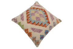 handmade Traditional Pillow Beige Rust Hand-Woven SQUARE 100% WOOL Hand woven turkish pillow2' x 2'