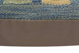 handmade Traditional Pillow Blue Gray Hand-Woven SQUARE 100% WOOL Hand woven turkish pillow2' x 2'