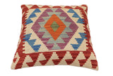 handmade Traditional Pillow Beige Red Hand-Woven SQUARE 100% WOOL Hand woven turkish pillow2' x 2'