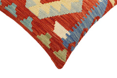 handmade Traditional Pillow Rust Blue Hand-Woven SQUARE 100% WOOL  Hand woven turkish pillow  2 x 2