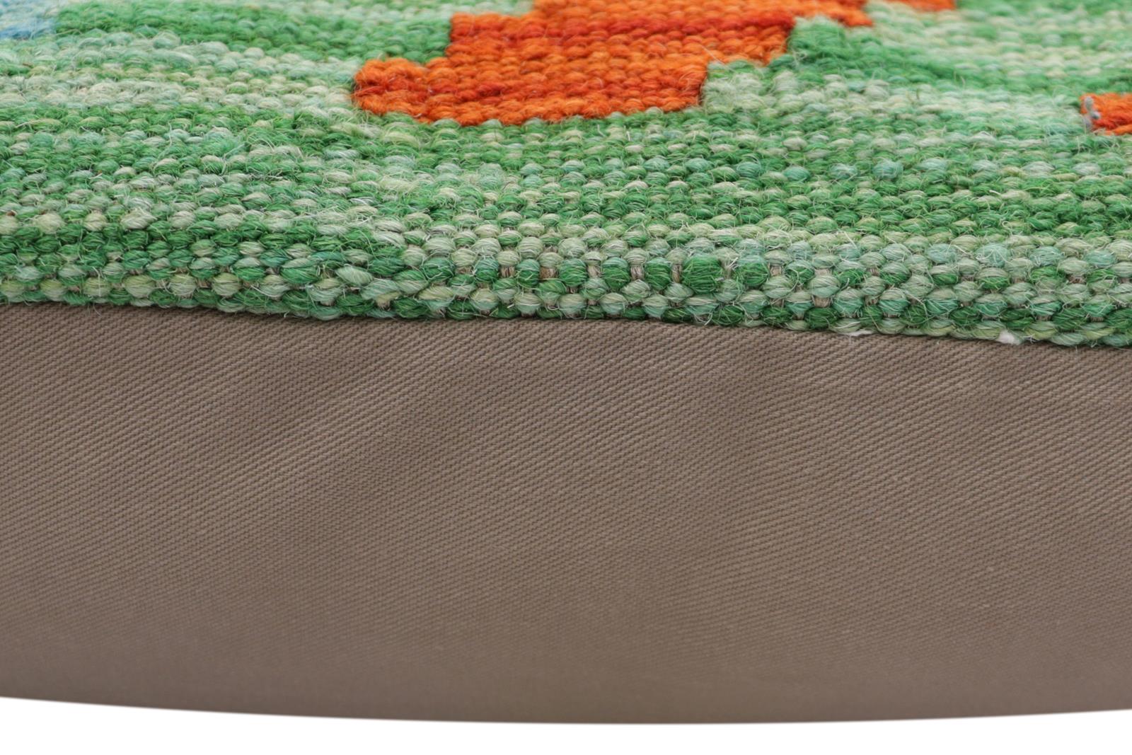 handmade Traditional Pillow Blue Rust Hand-Woven SQUARE 100% WOOL Hand woven turkish pillow2' x 2'