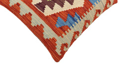 handmade Traditional Pillow Rust Blue Hand-Woven SQUARE 100% WOOL Hand woven turkish pillow2' x 2'