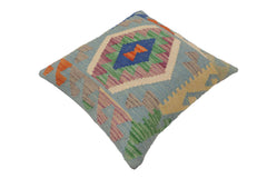 handmade Traditional Pillow Blue Rust Hand-Woven SQUARE 100% WOOL  Hand woven turkish pillow  PILLOW