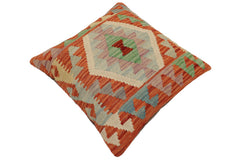 handmade Traditional Pillow Rust Blue Hand-Woven SQUARE 100% WOOL  Hand woven turkish pillow  PILLOW