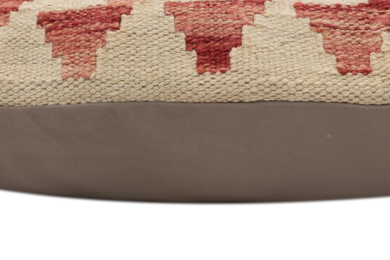 handmade Traditional Pillow Beige Red Hand-Woven SQUARE 100% WOOL  Hand woven turkish pillow  PILLOW