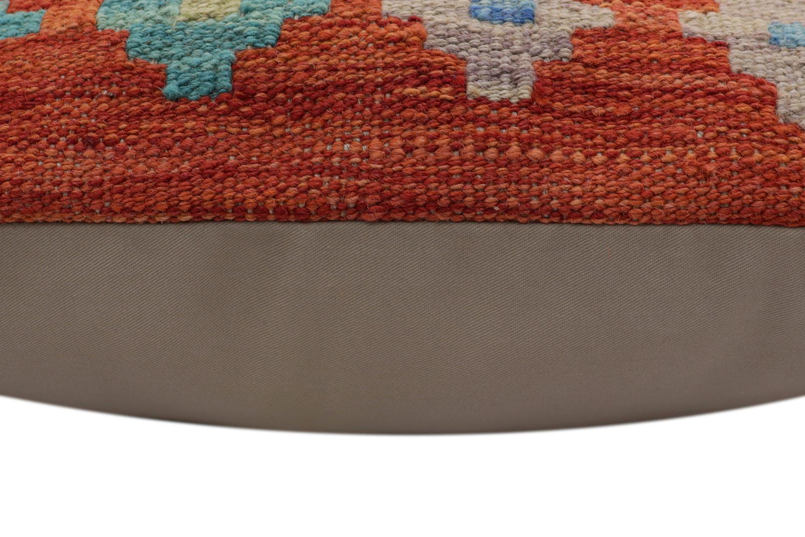 handmade Traditional Pillow Rust Blue Hand-Woven SQUARE 100% WOOL  Hand woven turkish pillow  PILLOW