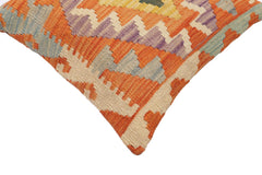 handmade Traditional Pillow Orange Blue Hand-Woven SQUARE 100% WOOL  Hand woven turkish pillow  PILLOW