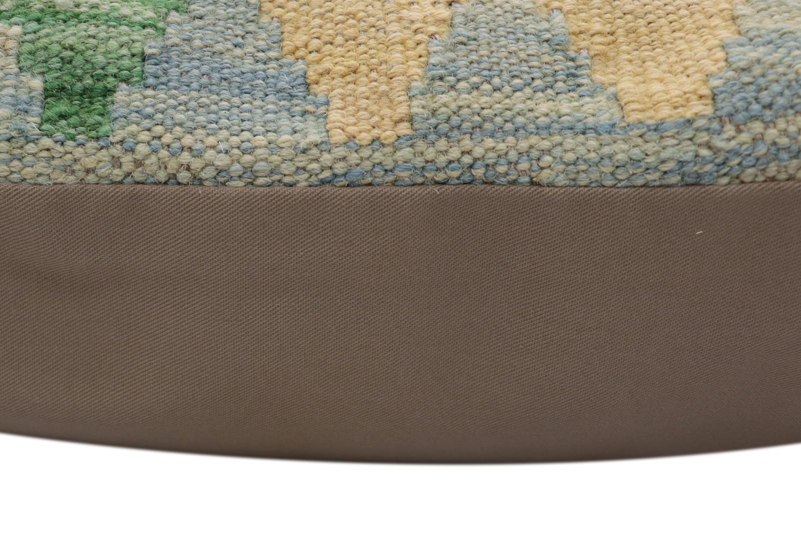 handmade Traditional Pillow Blue Rust Hand-Woven SQUARE 100% WOOL  Hand woven turkish pillow  PILLOW