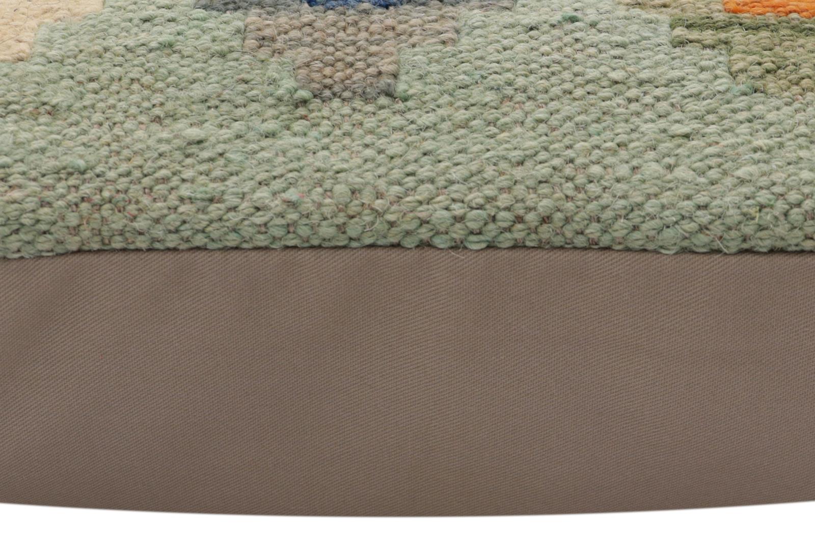 handmade Traditional Pillow Blue Rust Hand-Woven SQUARE 100% WOOL  Hand woven turkish pillow  PILLOW