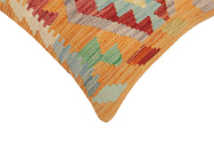 handmade Traditional Pillow Orange Red Hand-Woven SQUARE 100% WOOL  Hand woven turkish pillow  2 x 2