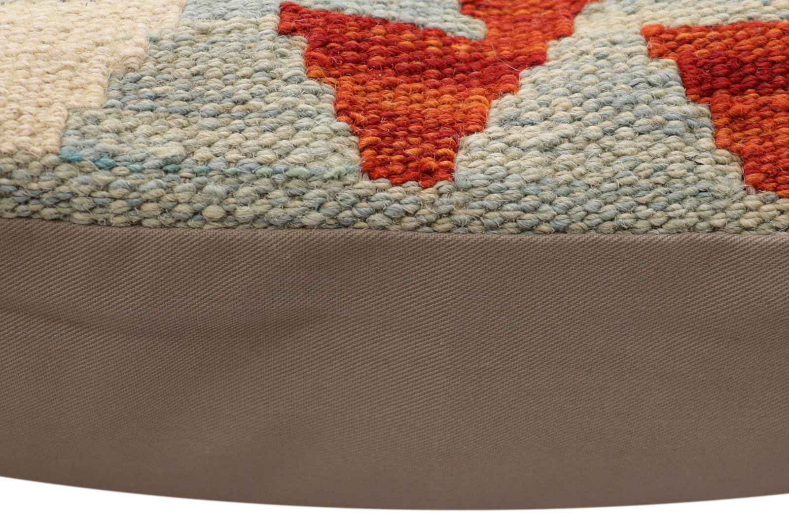 handmade Traditional Pillow Blue Rust Hand-Woven SQUARE 100% WOOL  Hand woven turkish pillow  PILLOW