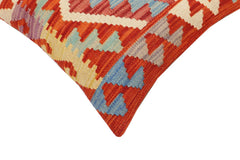 handmade Traditional Pillow Rust Blue Hand-Woven SQUARE 100% WOOL  Hand woven turkish pillow  PILLOW