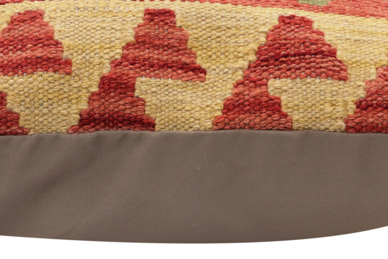 handmade Traditional Pillow Beige Red Hand-Woven SQUARE 100% WOOL  Hand woven turkish pillow  PILLOW