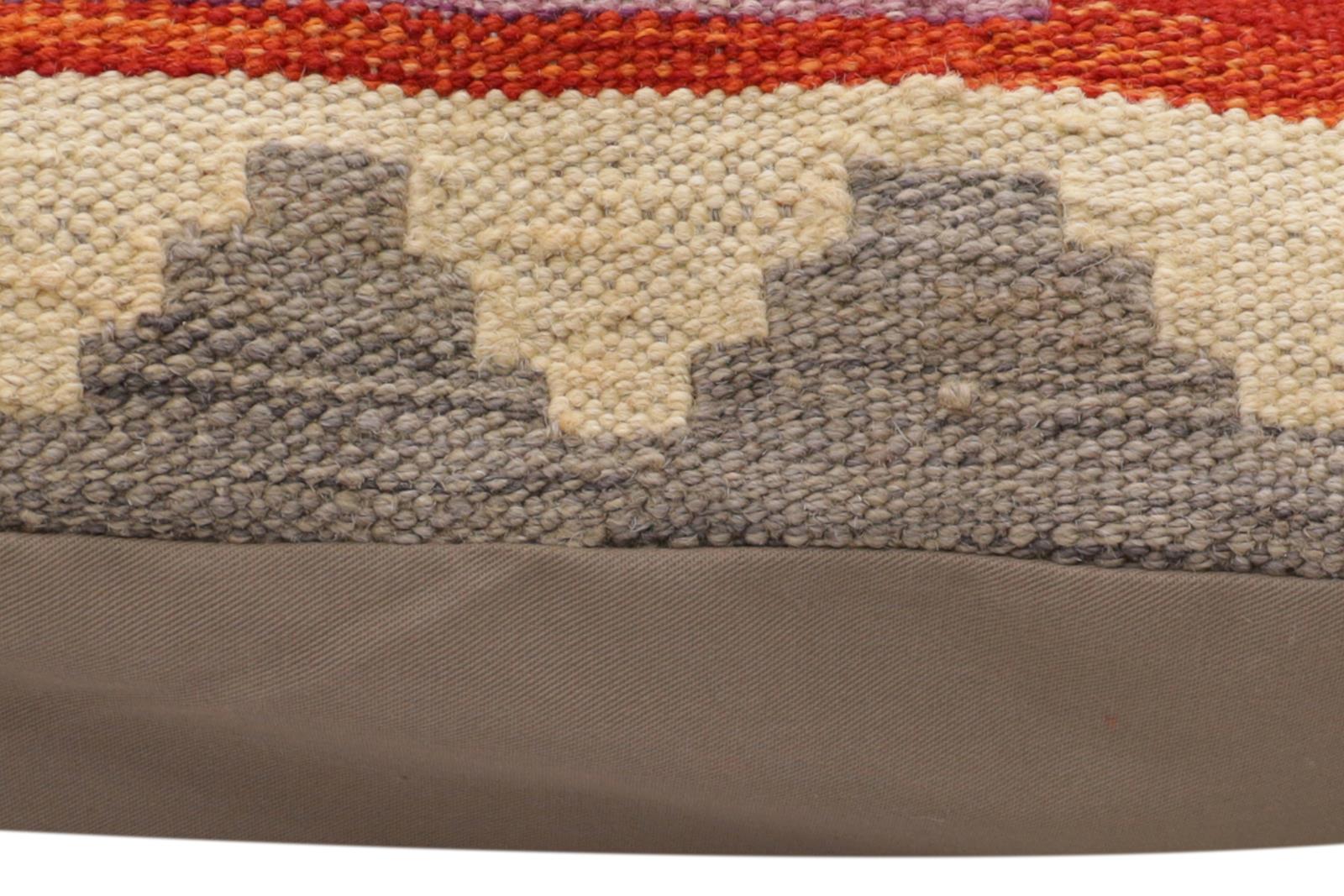 handmade Traditional Pillow Rust Blue Hand-Woven SQUARE 100% WOOL  Hand woven turkish pillow  PILLOW