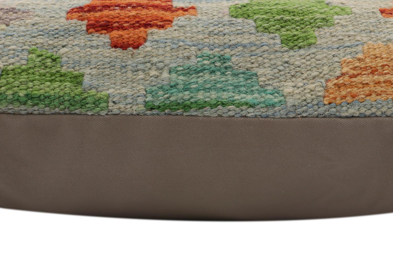 handmade Traditional Pillow Blue Rust Hand-Woven SQUARE 100% WOOL  Hand woven turkish pillow  PILLOW