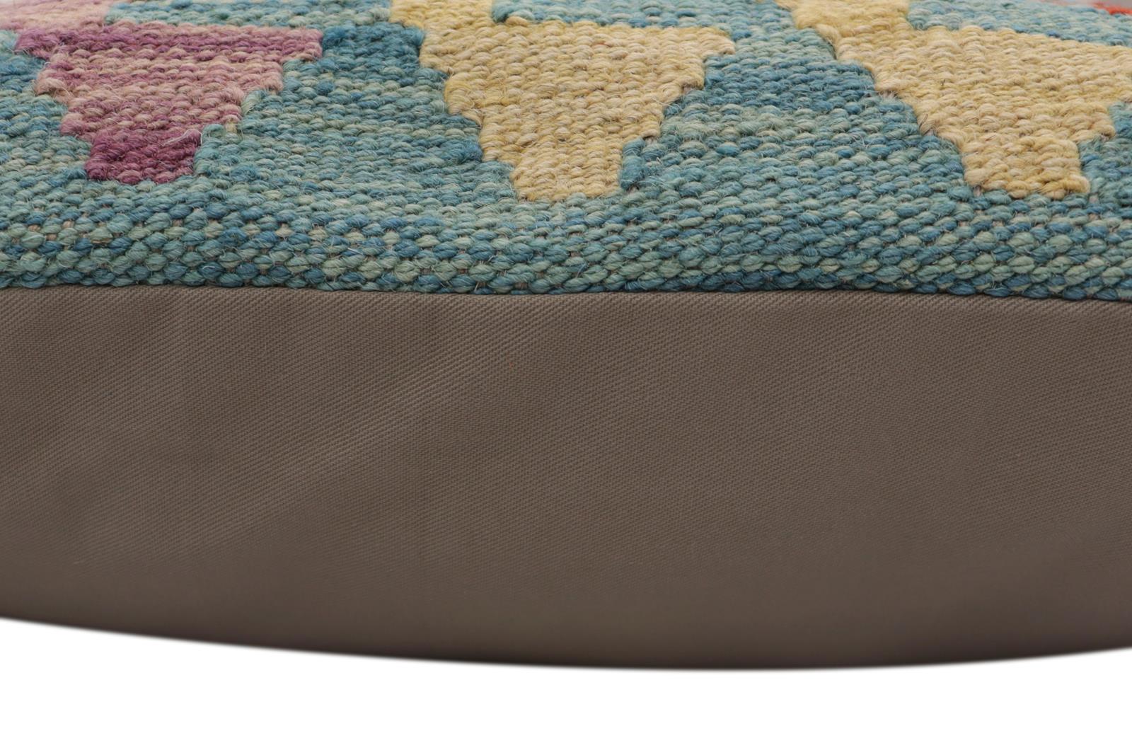 handmade Traditional Pillow Blue Rust Hand-Woven SQUARE 100% WOOL  Hand woven turkish pillow  PILLOW