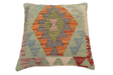 handmade Traditional Pillow Blue Gray Hand-Woven SQUARE 100% WOOL Hand woven turkish pillow2' x 2'