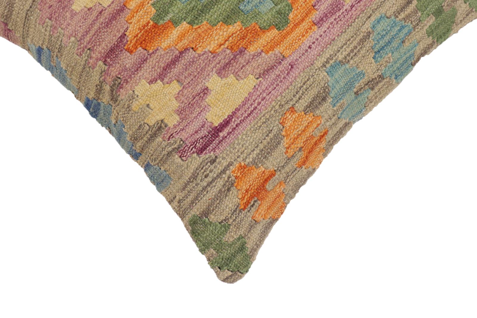 handmade Traditional Pillow Gray Red Hand-Woven SQUARE 100% WOOL Hand woven turkish pillow2' x 2'