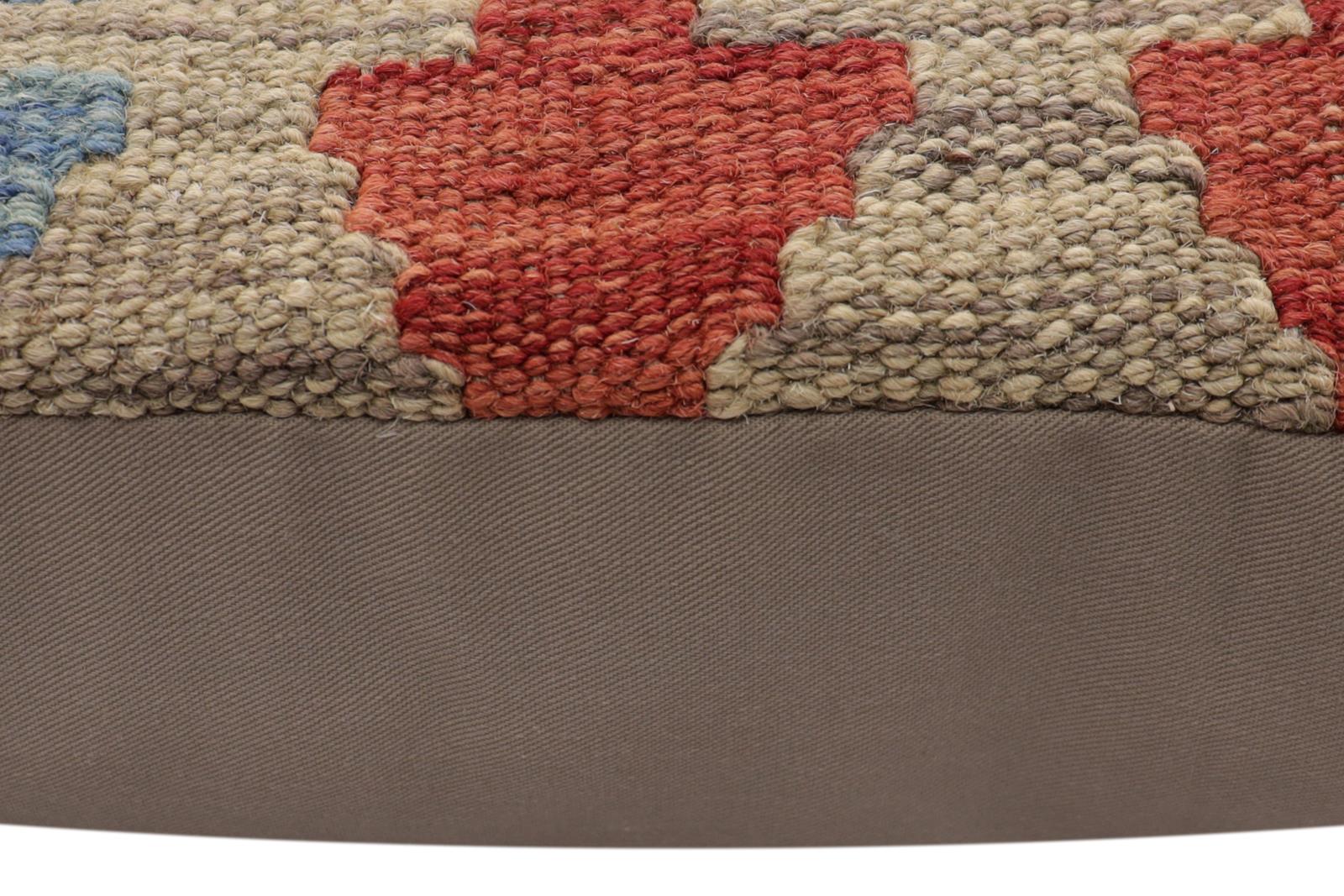 handmade Traditional Pillow Gray Red Hand-Woven SQUARE 100% WOOL Hand woven turkish pillow2' x 2'