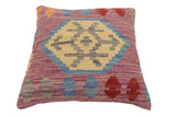 handmade Traditional Pillow Blue Red Hand-Woven SQUARE 100% WOOL Hand woven turkish pillow2' x 2'