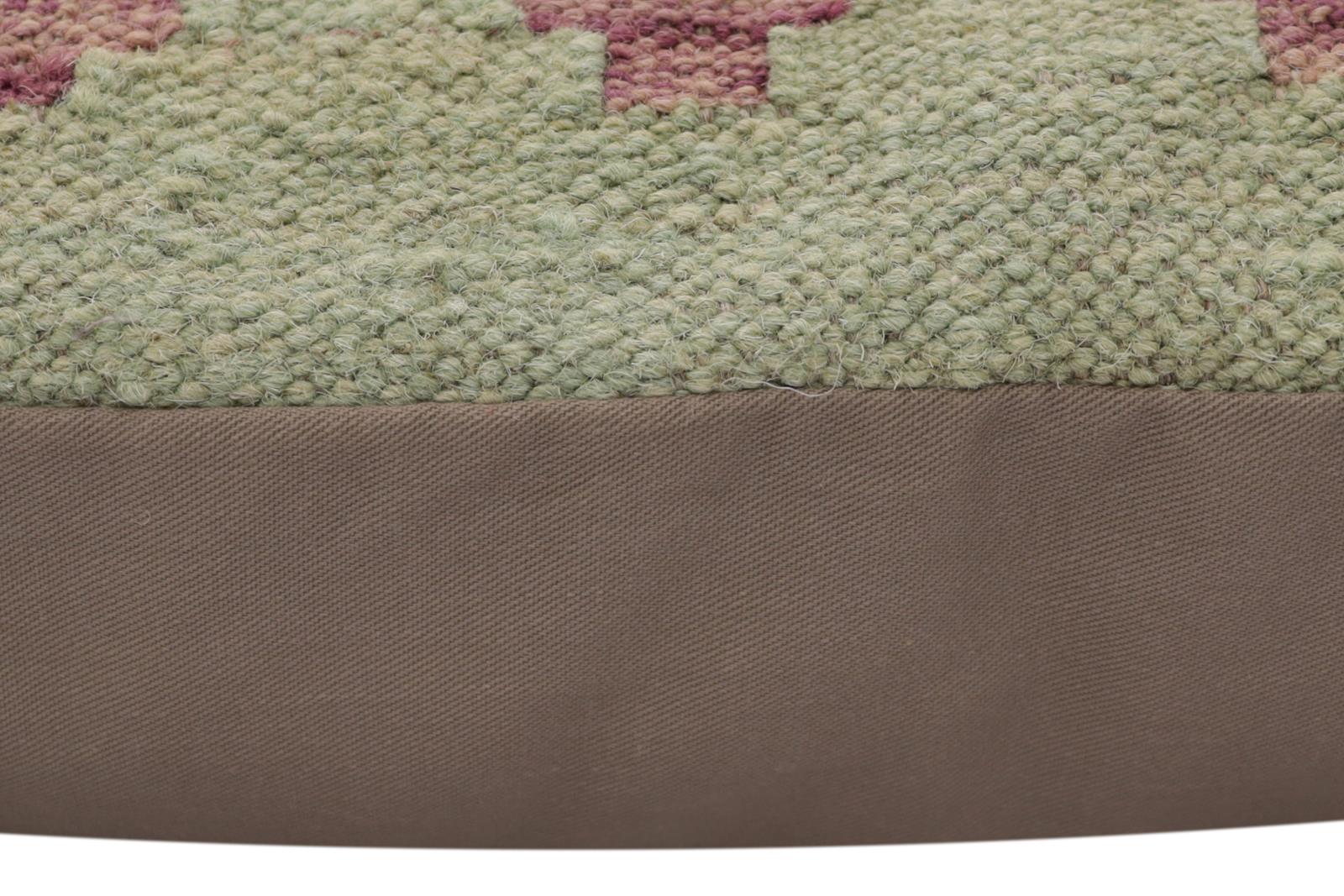 handmade Traditional Pillow Blue Orange Hand-Woven SQUARE 100% WOOL Hand woven turkish pillow2' x 2'