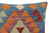 handmade Traditional Pillow Blue Red Hand-Woven SQUARE 100% WOOL Hand woven turkish pillow2' x 2'