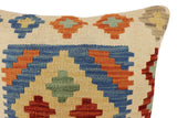 handmade Traditional Pillow Blue Beige Hand-Woven SQUARE 100% WOOL Hand woven turkish pillow2' x 2'