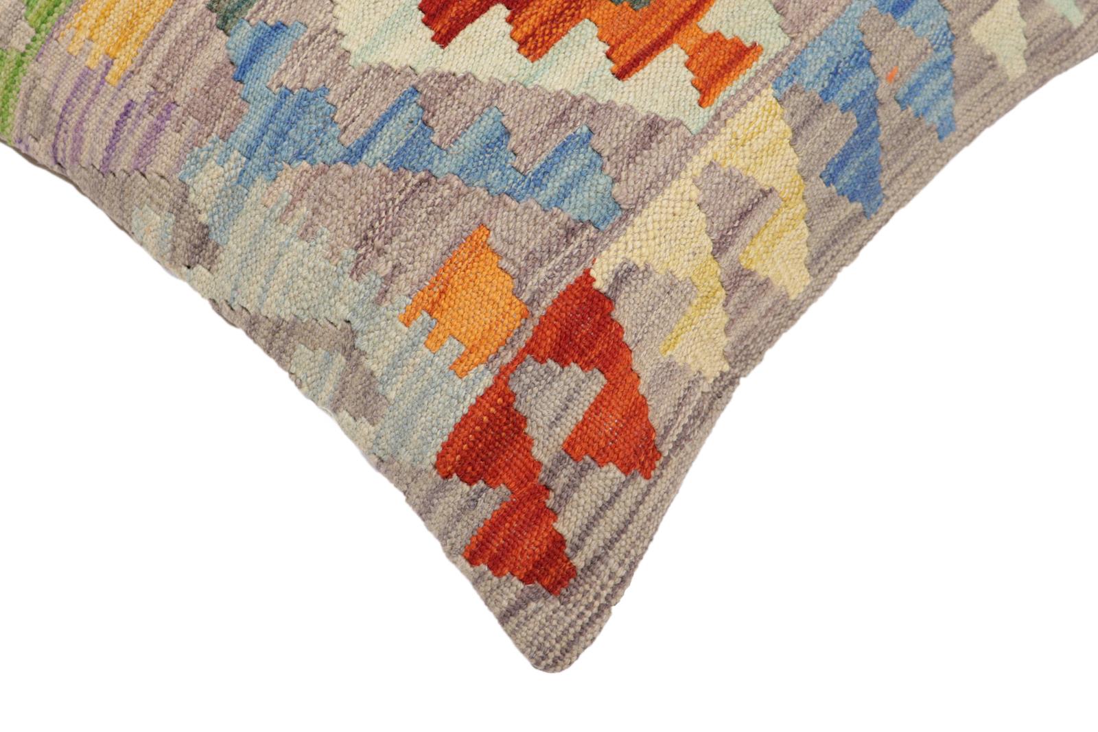 handmade Traditional Pillow Rust Blue Hand-Woven SQUARE 100% WOOL Hand woven turkish pillow2' x 2'